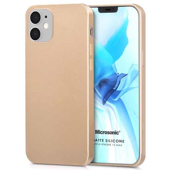 Microsonic Matte Silicone Apple iPhone 12 Mini Kılıf Gold 1