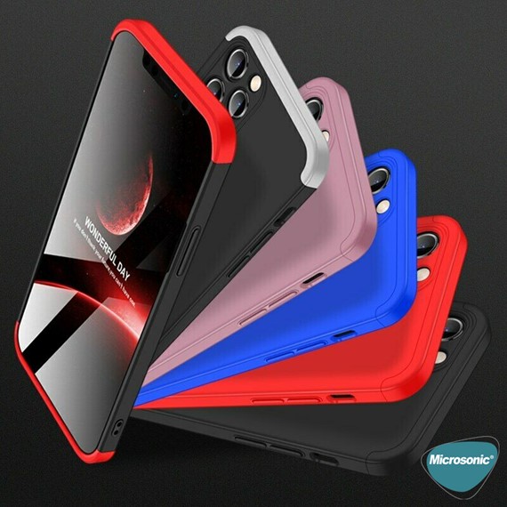 Microsonic Apple iPhone 12 Pro Kılıf Double Dip 360 Protective Siyah Mavi 8