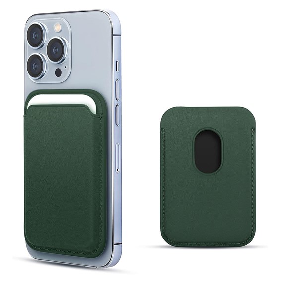 Microsonic Apple iPhone 14 Pro Max Leather Wallet MagSafe Koyu Yeşil 1