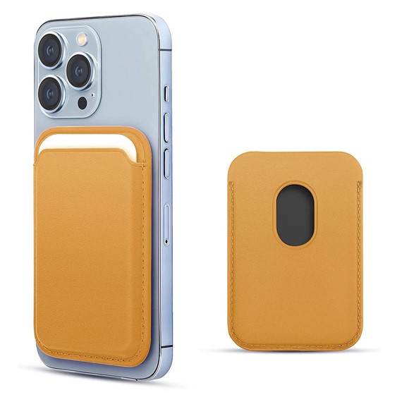 Microsonic Apple iPhone 14 Pro Max Leather Wallet MagSafe Sarı 1