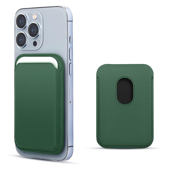 Microsonic Apple iPhone 13 Pro Max Leather Wallet MagSafe Yeşil 1