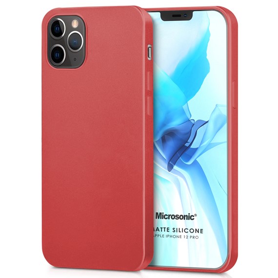 Microsonic Matte Silicone Apple iPhone 12 Pro Kılıf Kırmızı 1