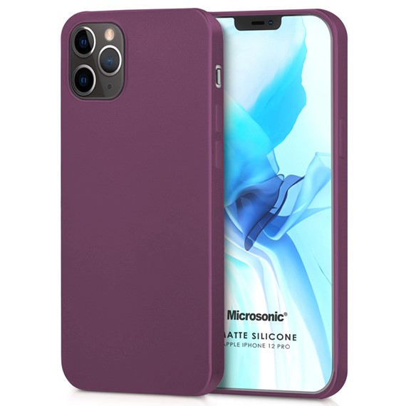 Microsonic Matte Silicone Apple iPhone 12 Pro Kılıf Mor 1