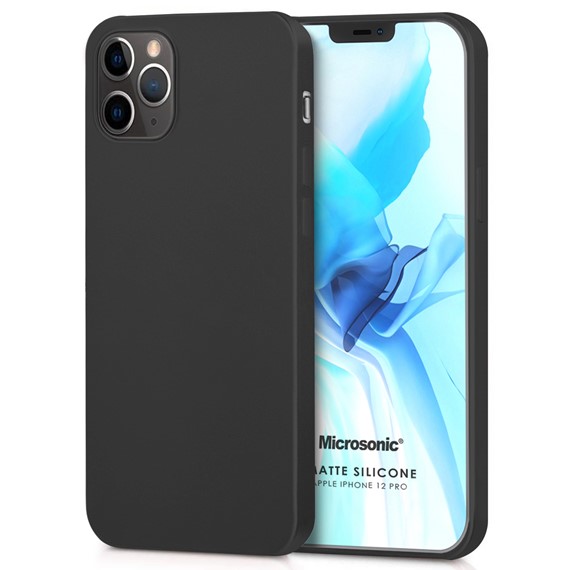 Microsonic Matte Silicone Apple iPhone 12 Pro Kılıf Siyah 1