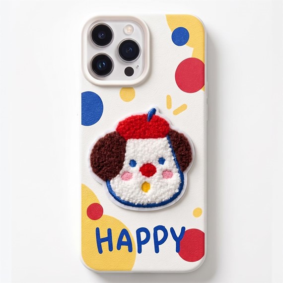 Microsonic Apple iPhone 12 Pro Kılıf Stitched Puppy Plush Mutlu Köpek 1