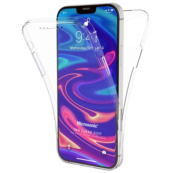 Microsonic Apple iPhone 12 Pro Max Kılıf 6 Tarafı Tam Full Koruma 360 Clear Soft Şeffaf 1