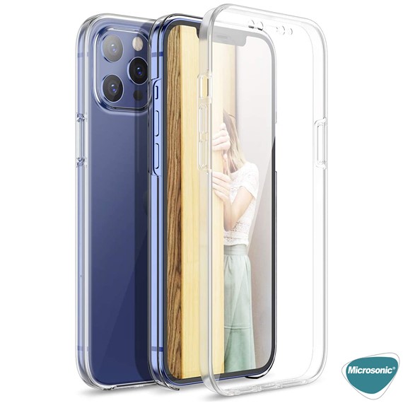 Microsonic Apple iPhone 15 Pro Kılıf 6 Tarafı Tam Full Koruma 360 Clear Soft Şeffaf 3