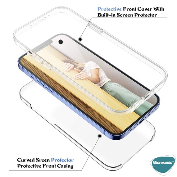 Microsonic Apple iPhone 15 Pro Kılıf 6 Tarafı Tam Full Koruma 360 Clear Soft Şeffaf 4