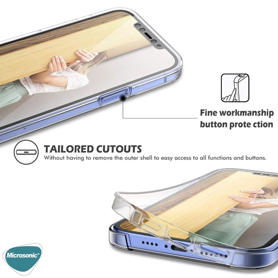 Microsonic Apple iPhone 15 Kılıf 6 Tarafı Tam Full Koruma 360 Clear Soft Şeffaf 4