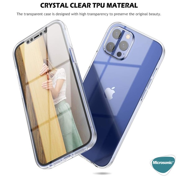 Microsonic Apple iPhone 15 Pro Kılıf 6 Tarafı Tam Full Koruma 360 Clear Soft Şeffaf 6