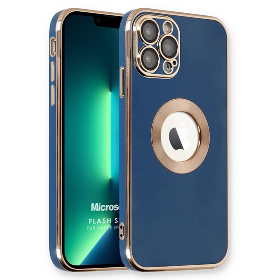 Microsonic Apple iPhone 13 Pro Kılıf Flash Stamp Lacivert 1