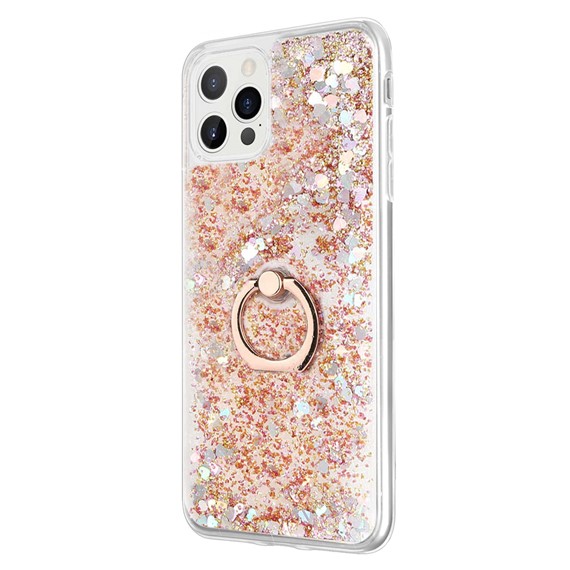 Microsonic Apple iPhone 12 Pro Max Kılıf Glitter Liquid Holder Gold 2