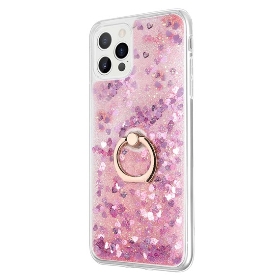 Microsonic Apple iPhone 12 Pro Kılıf Glitter Liquid Holder Pembe 2