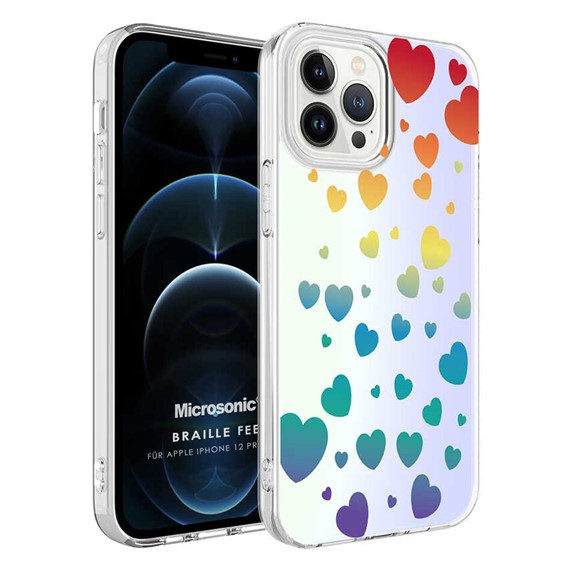 Microsonic Apple iPhone 12 Pro Max Braille Feel Desenli Kılıf Heart 1