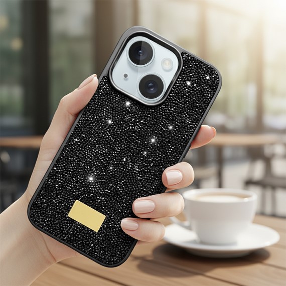 Microsonic Apple iPhone 15 Kılıf Cosmic Shine Siyah 2