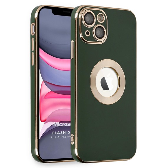 Microsonic Apple iPhone 14 Kılıf Flash Stamp Koyu Yeşil 1