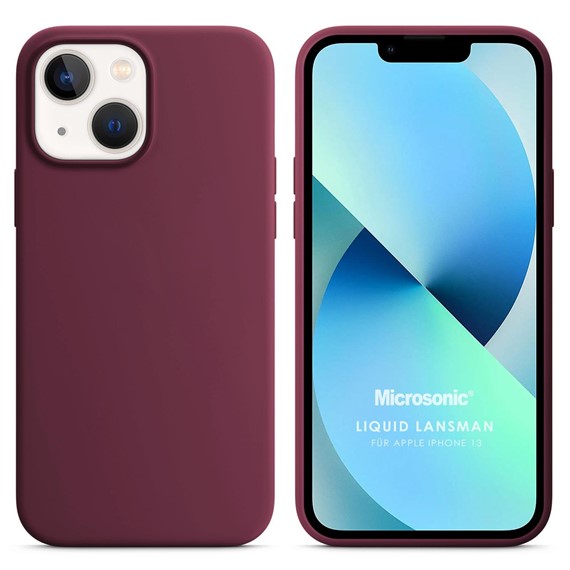 Microsonic Apple iPhone 13 Kılıf Liquid Lansman Silikon Bordo 1