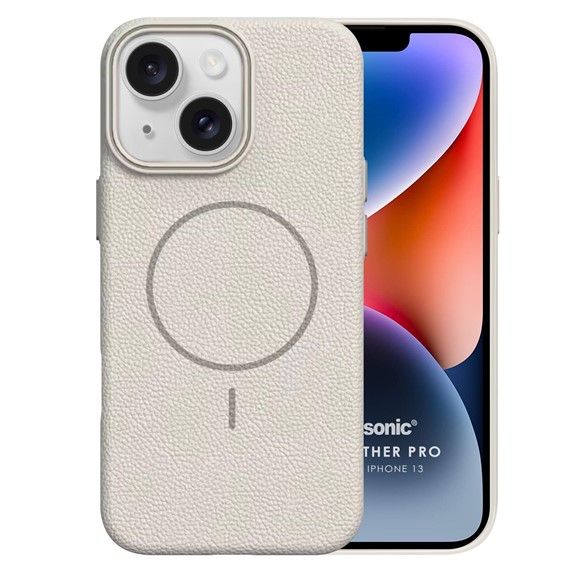Microsonic Apple iPhone 13 Kılıf MagLeather Pro Bej 2