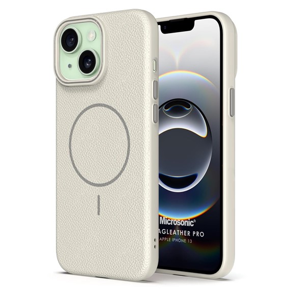 Microsonic Apple iPhone 13 Kılıf MagLeather Pro Bej 1