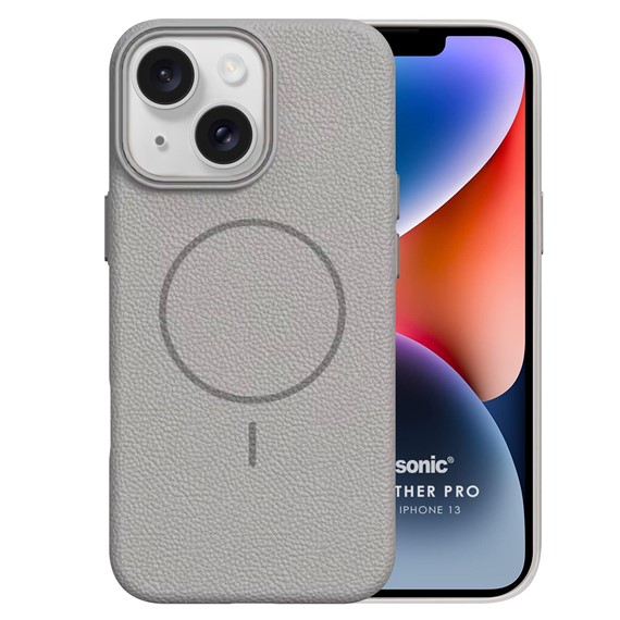 Microsonic Apple iPhone 13 Kılıf MagLeather Pro Gri 2