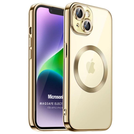 Microsonic Apple iPhone 13 Kılıf MagSafe Luxury Electroplate Gold 1
