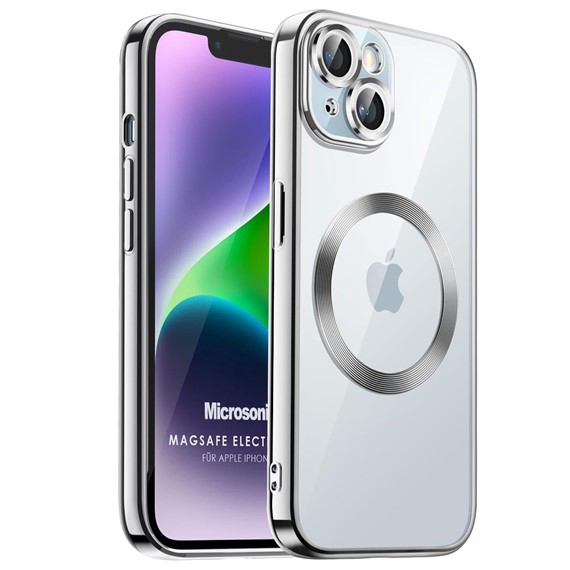 Microsonic Apple iPhone 13 Kılıf MagSafe Luxury Electroplate Gümüş 1