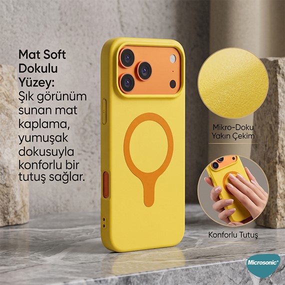 Microsonic Apple iPhone 17 Pro Max Kılıf Pastello MagSafe Turuncu 2