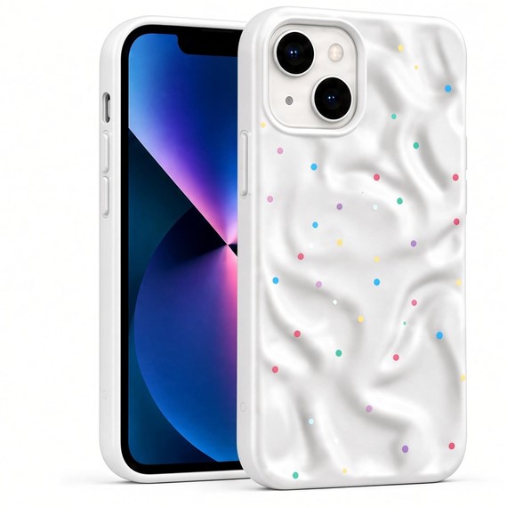 Microsonic Apple iPhone 15 Kılıf Rippledots Beyaz 1