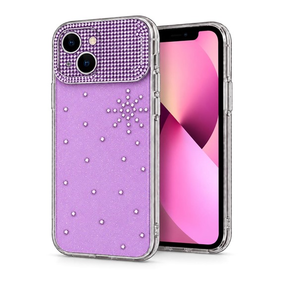 Microsonic Apple iPhone 13 Kılıf ShineGlam Luxe Pembe 1
