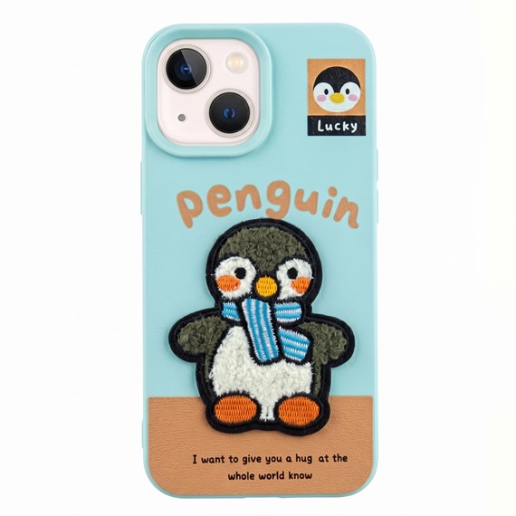 Microsonic Apple iPhone 14 Kılıf Stitched Puppy Plush Lucky Penguin 1