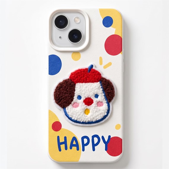 Microsonic Apple iPhone 14 Kılıf Stitched Puppy Plush Mutlu Köpek 1