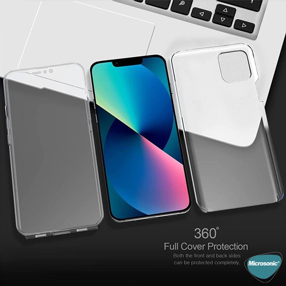 Microsonic Apple iPhone 14 Kılıf 6 Tarafı Tam Full Koruma 360 Clear Soft Şeffaf 2