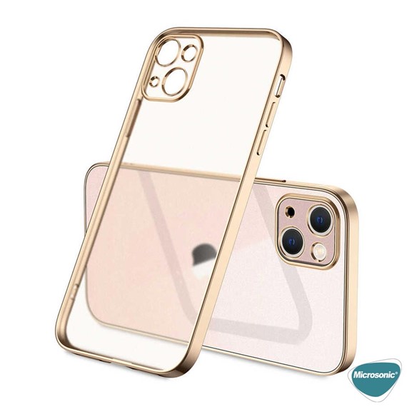 Microsonic Apple iPhone 13 Mini Kılıf Square Matte Plating Gold 2