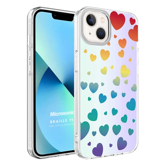 Microsonic Apple iPhone 13 Braille Feel Desenli Kılıf Heart 1