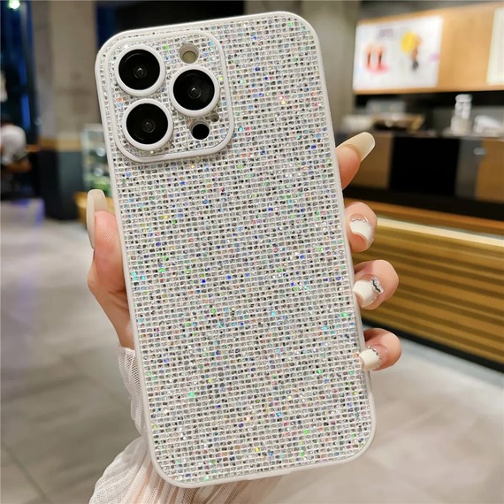 Microsonic Apple iPhone 16 Pro Max Kılıf Bling Rhinestones Gümüş 2