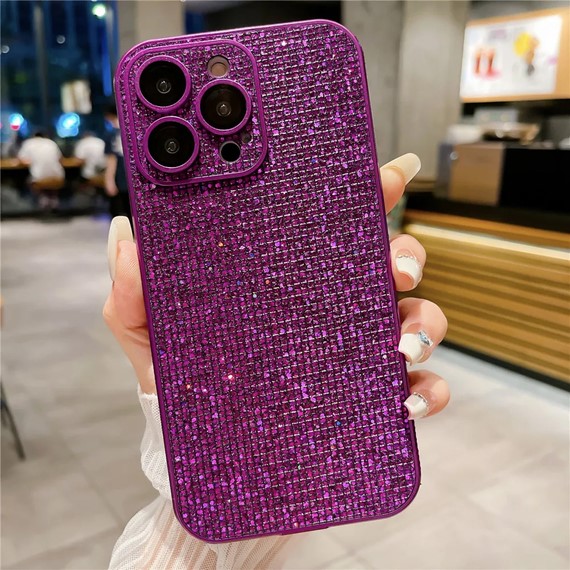 Microsonic Apple iPhone 16 Pro Max Kılıf Bling Rhinestones Mor 2