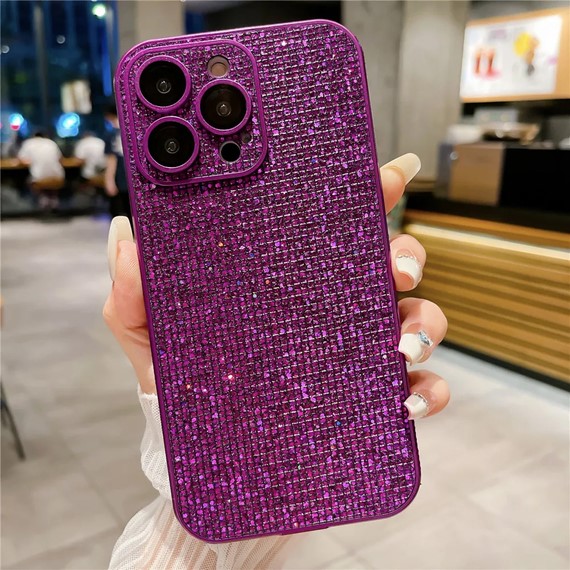 Microsonic Apple iPhone 13 Pro Kılıf Bling Rhinestones Mor 2