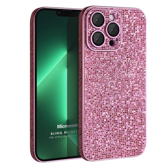 Microsonic Apple iPhone 13 Pro Kılıf Bling Rhinestones Pembe 1