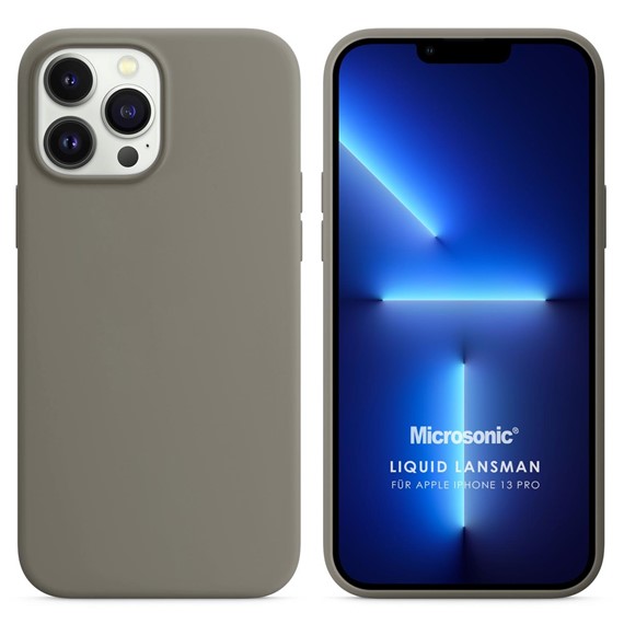 Microsonic Apple iPhone 13 Pro Kılıf Liquid Lansman Silikon Gri 1