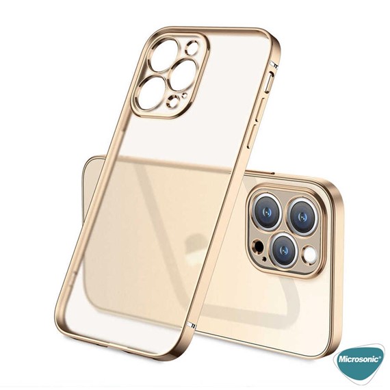 Microsonic Apple iPhone 13 Pro Max Kılıf Square Matte Plating Gold 2