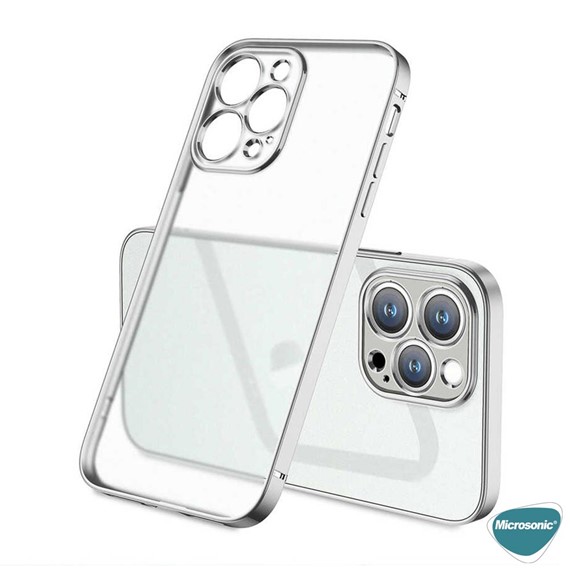 Microsonic Apple iPhone 13 Pro Kılıf Square Matte Plating Gümüş 2
