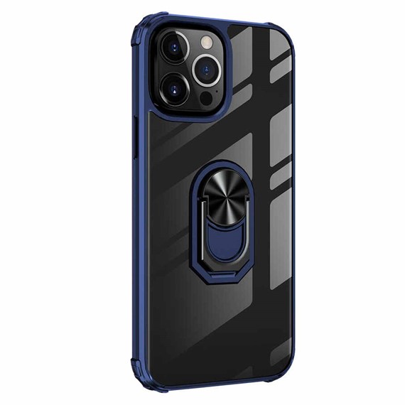 Microsonic Apple iPhone 15 Pro Max Kılıf Grande Clear Ring Holder Lacivert 2