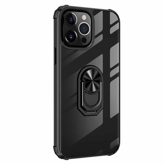 Microsonic Apple iPhone 15 Pro Kılıf Grande Clear Ring Holder Siyah 2