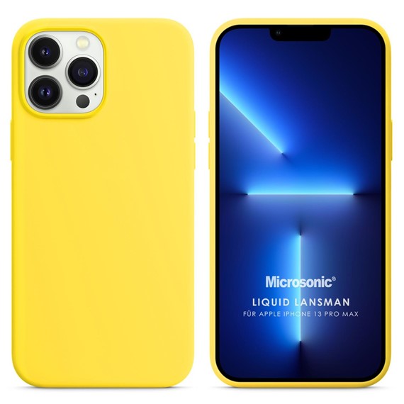 Microsonic Apple iPhone 13 Pro Max Kılıf Liquid Lansman Silikon Sarı 1
