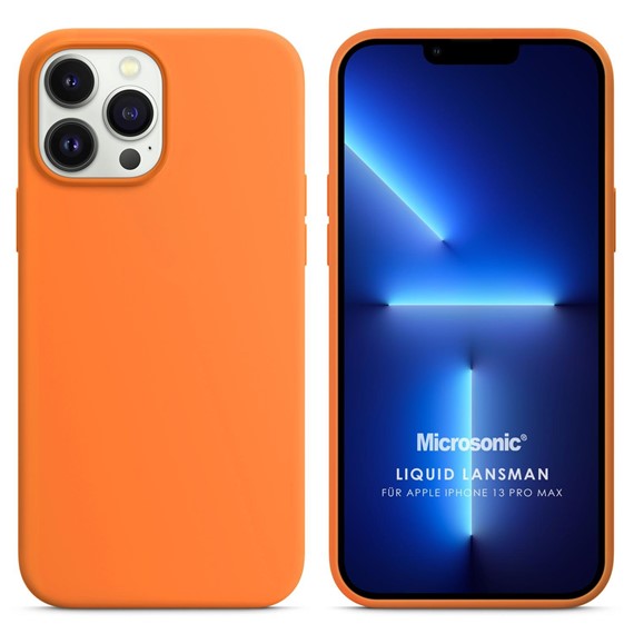 Microsonic Apple iPhone 13 Pro Max Kılıf Liquid Lansman Silikon Turuncu 1