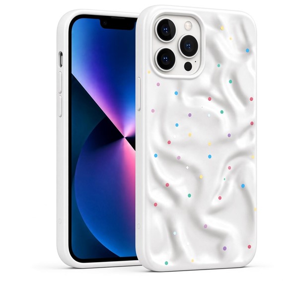 Microsonic Apple iPhone 13 Pro Max Kılıf Rippledots Beyaz 1