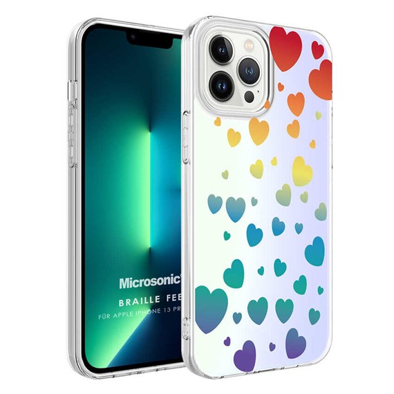 Microsonic Apple iPhone 13 Pro Braille Feel Desenli Kılıf Heart 1