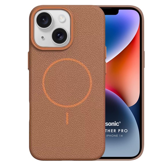 Microsonic Apple iPhone 14 Kılıf MagLeather Pro Kahverengi 2