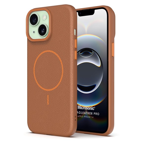 Microsonic Apple iPhone 14 Kılıf MagLeather Pro Kahverengi 1