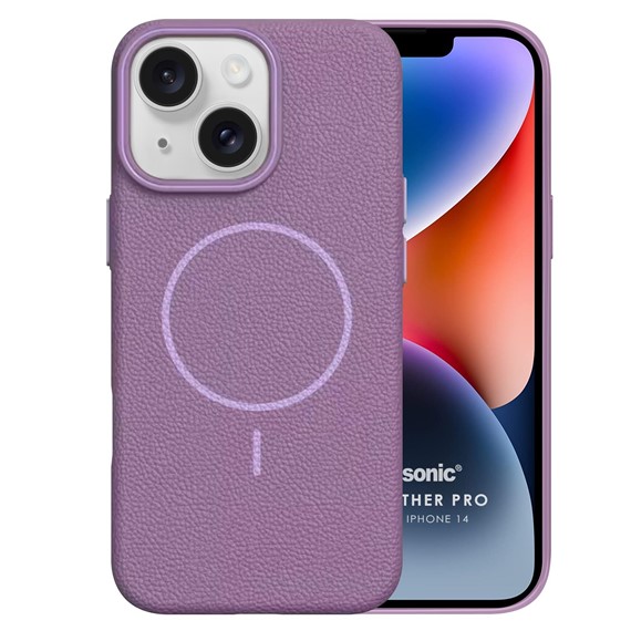 Microsonic Apple iPhone 14 Kılıf MagLeather Pro Lila 2